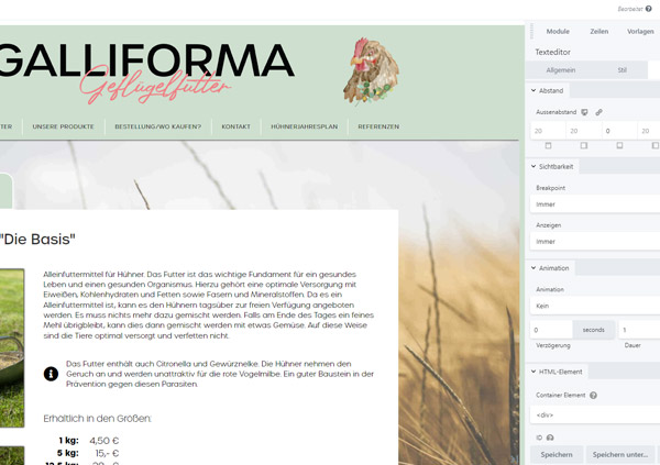 Abbildung Produktion Webseite Galliforma